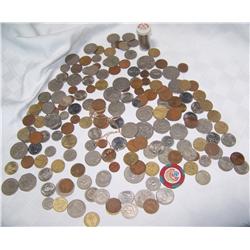 Heavy assortment of Foriegn coins, as shown