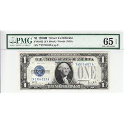 $1 1928 B FUNNY BACK SILVER CERTIFICATE PMG 65 RARE YA BLOCK