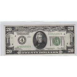 EYE POPPING $20 REDEEMABLE IN GOLD NUMERICAL 1928 FRN