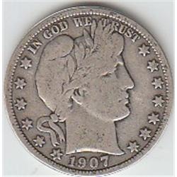 1907 SILVER BARBER HALF