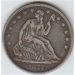 1877 S SEATED HALF 50c LIBERTY SILVER NICE DETAILS