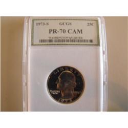 PROOF 1973 S PR 70 QUARTER SHARP