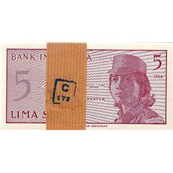 BANK PACK 100 NOTES TOTAL 1964 INDONESIA 5 SEN