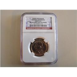 MS 65 FIRST DAY OF ISSUE $1 JEFFERSON