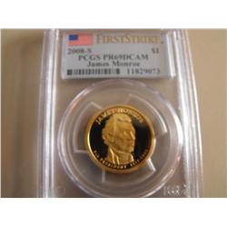 PCGS 69 DCAM FIRST STRIKE 2008 S MONROE PROOF