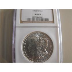 1904 O $1 MORGAN SILVER NGC MS 63