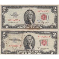 LOT OF 2 RED SEAL NOTES $2 1953