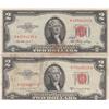 Image 1 : LOT OF 2 RED SEAL NOTES $2 1953