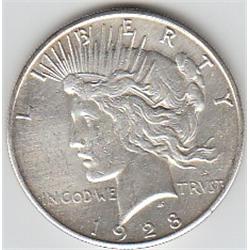 1928 s $1 SILVER PEACE DOLLAR