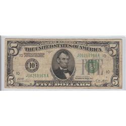 $5 REDEEMABLE IN GOLD FRN 1928 NUMERICAL 10