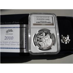 BOY SCOUTS $1 SILVER PF69 ULTRA CAMEO NGC ALL ORIGINAL BOX/PAPERS