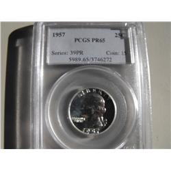 PROOF SILVER QUARTER 1957 PCGS PR 65