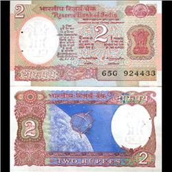 1977 India 2 Rupee Spacecraft Crisp Uncirculated (CUR-06200)