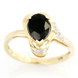 1.7Ct Natural Black Sapphire Diamond 9K Gold Ring (JEW-9124X)
