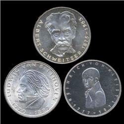 1970-77 Germany Silver 5 Mark BU Lot of 3 (COI-8505)