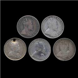 1906-09 Canada 5c 5pcs XF/VF (COI-8582)