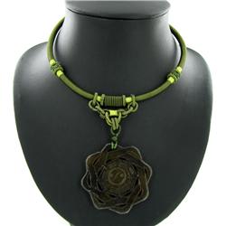 Chinese Jade Bi Pendant Choker Necklace 125cts (ANT-1335)