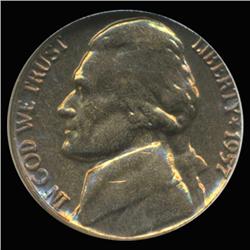 1957 Jefferson Nickel Graded GEM Rainbow Toned (COI-6208)