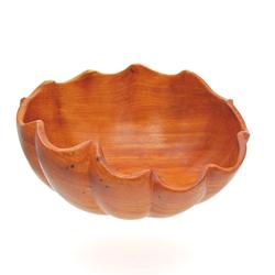 Hand Carved Rare Afzelia Wood Scalloped Bowl (DEC-284)