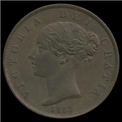 1853 Victoria Halfpenny Hi Grade (COI-7139)