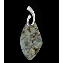 60ct Carved Druzy Agate Pendant With Sterling (JEW-1711)