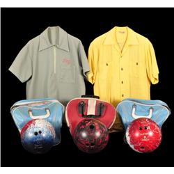 Roy Rogers' 3 Bowling Balls & 2 Bowling Shirts RR