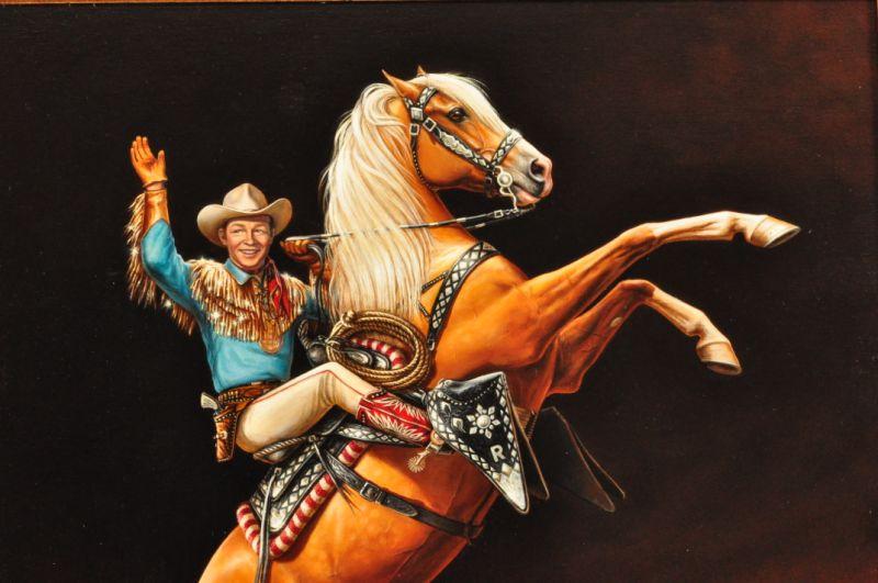 Roy Riding Trigger Roy Rogers and Trigger Oil Painting RR