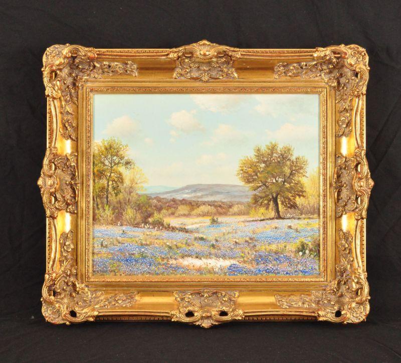 W. R. Thrasher Texas Bluebonnets Oil Painting