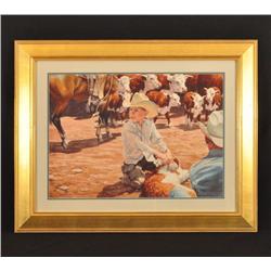 Tom Phillips Watercolor Painting "Branding Time"