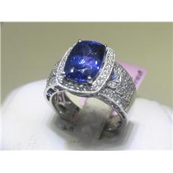 14K White Gold Tanzanite Diamond Ring Size 6 1/4