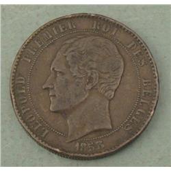 Higrade 1853 Belgium Historical Table Medal 10 Centimes