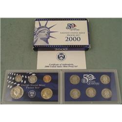 2000 U.S. Proof Set w/ Quarters, Box, & COA