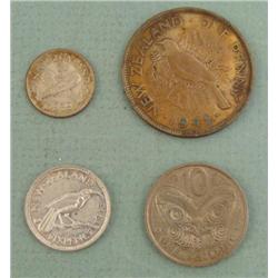 4 New Zealand Vintage Coins Pence, Shilling 1939-1967