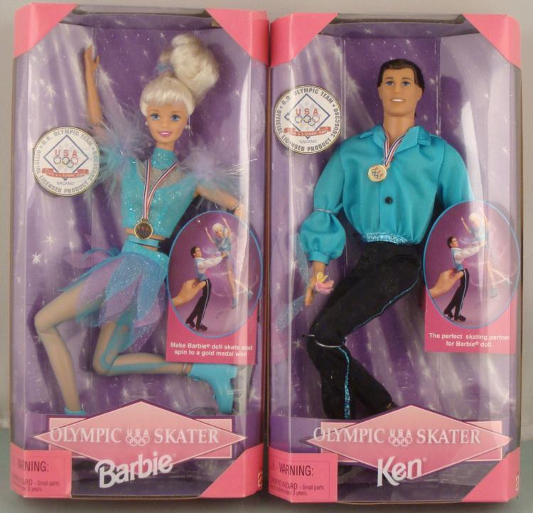 2 Olympic Skater Dolls Barbie & Ken w/Tara Lipinski MIB