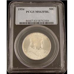 1954 PCGS MS63 FBL Silver Franklin Half Dollar
