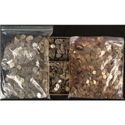$212 Canadian Mixed Pennies, Nickles, Dimes, Quarters