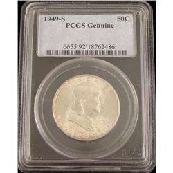 1949S PCGS Genuine Franklin Silver Half Dollar