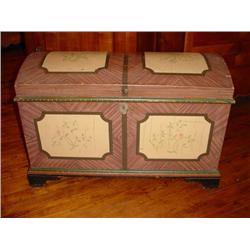 French hand painted trunk Alsace circa 1860