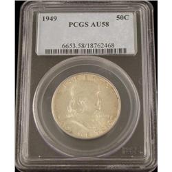 1949 Silver Franklin Half Dollar PCGS AU58