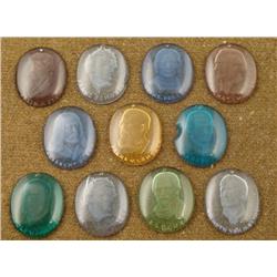 11 GLASS OVAL MEDALLIONS (NAZI WWII) FAMOUS COMPOSERS