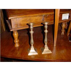 Pair of French brass candlesticks Mid 1800s