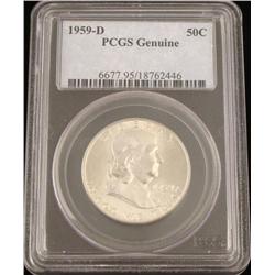 1959D PCGS Genuine Franklin Silver Half Dollar