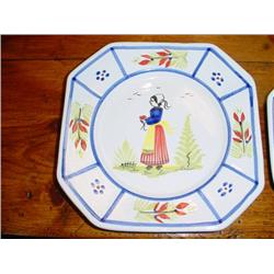 Set 6 French Quimper HB Henriot salad plates