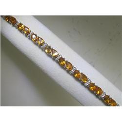 14K White Gold Teardrop Citrine With Diamonds Bracelet