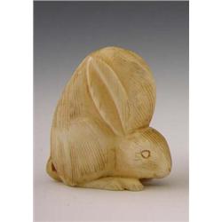 Carved Ivory Netukes early 20th c of a rabbit
