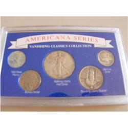 SILVER SET, 5 COINS INCL 1947 WALKING  HALF, 1926 WALKING QTR, 1941 MERCURY DIME