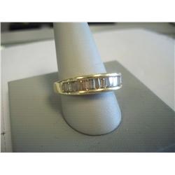 LARGE 1 CARAT BAGUETTE DIAMOND BAND, SIZE 11, 14K GOLD, 8.6 GRAMS
