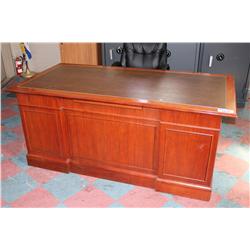 MAHOGANY WITH LEATHER INLAY EXECUTIVE DESK