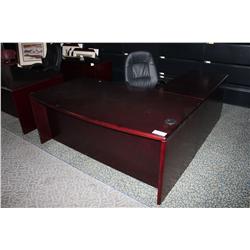 MAHOGANY BOW FRONT L-SHAPE EXECUTIVE DESK