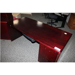 MAHOGANY DESK WITH MATCHING CREDENZA & HUTCH